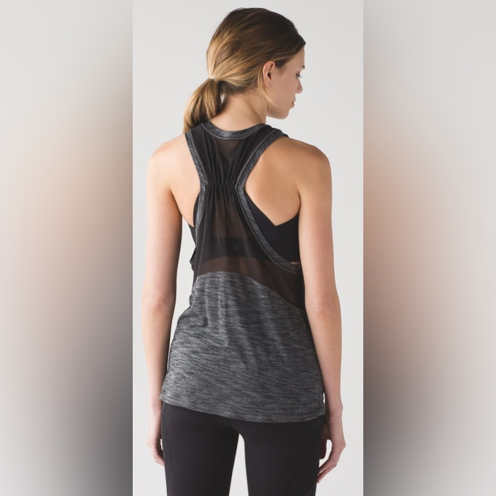 Lululemon Work The Circuit Tank Heathered Black / Black Sz 4